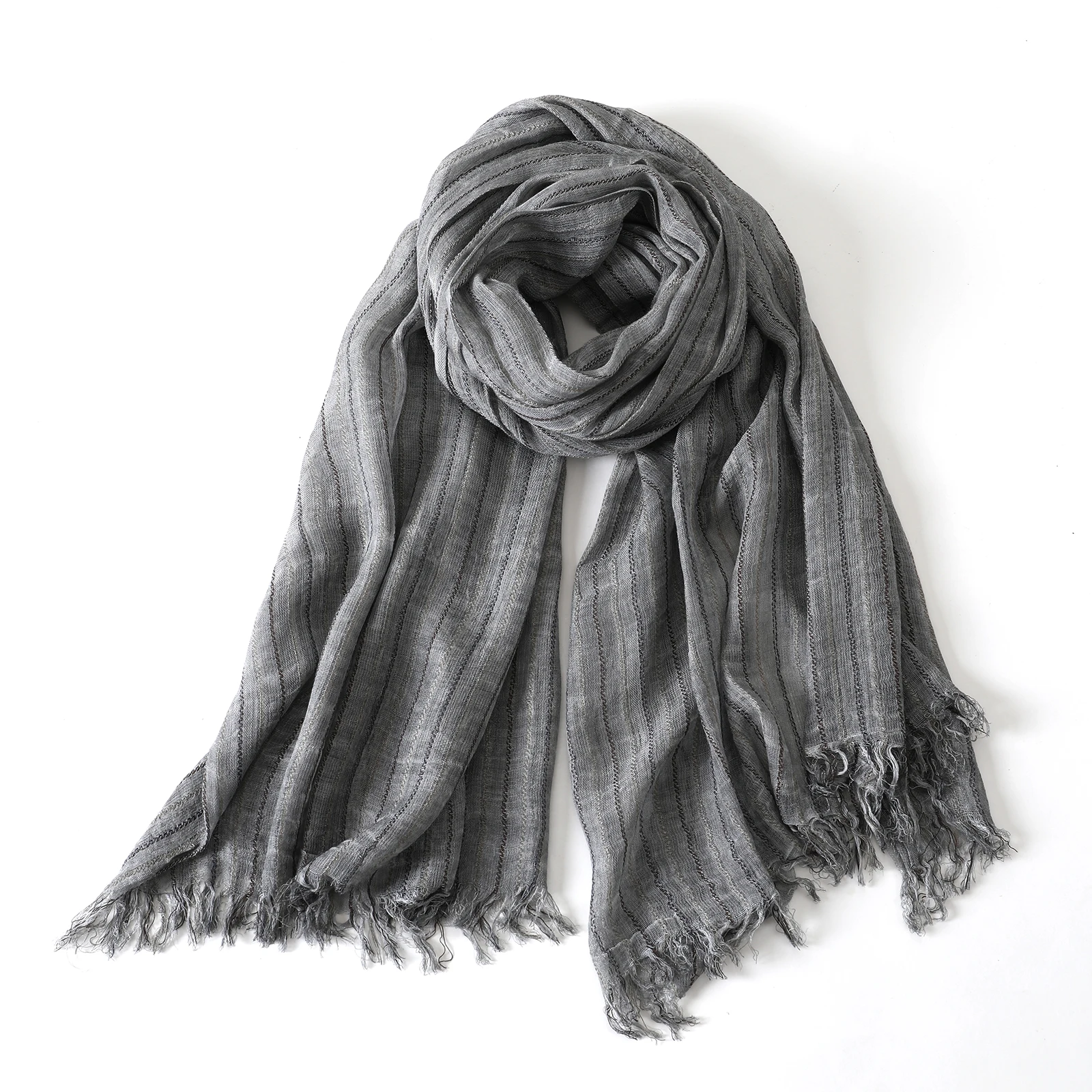 

Дизайнерский брендовый полосатый хлопковый льняной мужской шарф, осенне-зимний теплый мужской шарф, мужские аксессуары, короткая кисточка, глушитель Bufanda