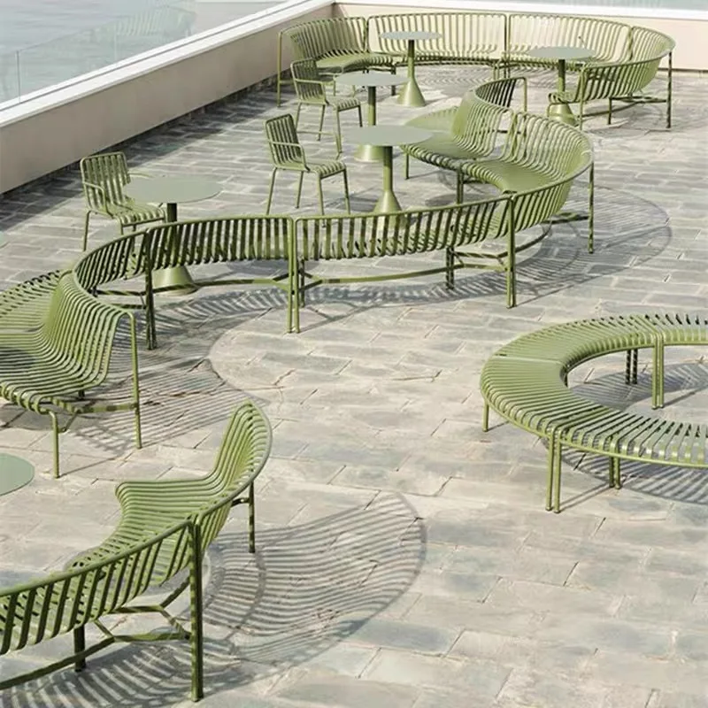Nordic Outdoor Leisure Park Chair, Square Bench School Outdoor Bench 5
