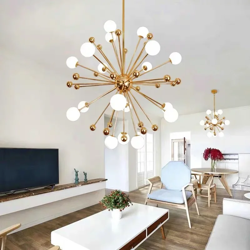 Modern Global Led Chandelier Kitchen Restaurant Living Room Pendant Lamp Organic Glass Acrylic Artificial Satellite Decor Lights