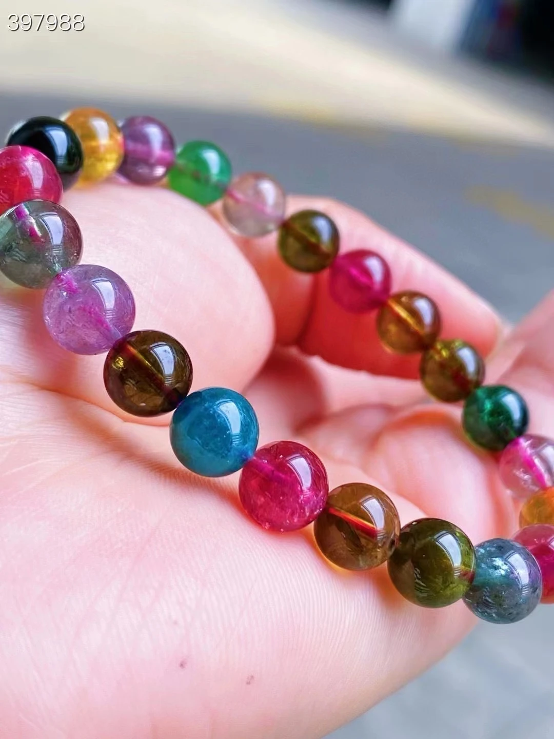 

Natural Colorful Tourmaline Beads Bracelet Clear Round Beads Red 7.4mm Candy Tourmaline Women Jewelry AAAAAAA