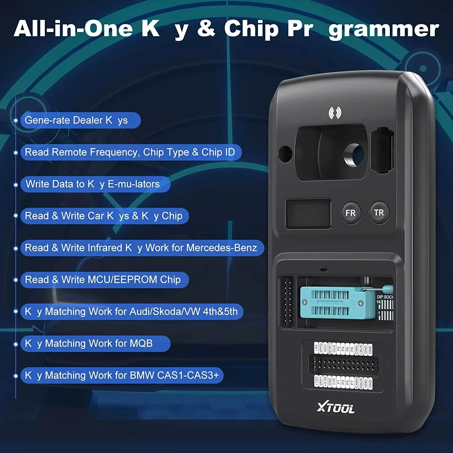 XTOOL KC501 Car Chip Key Programmer All Key Lost OBD2 Automotive Scanner For Benz Infrared Work With X100PAD3 X100MAX Elite D8S D9S