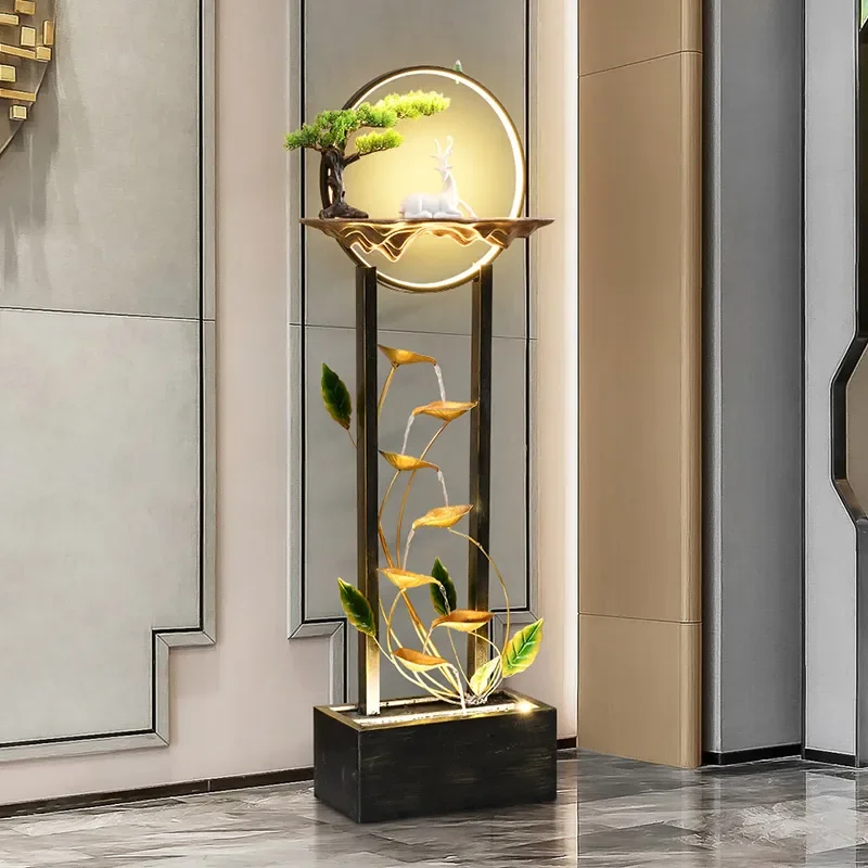 large floor-to-ceiling circulating water ornament