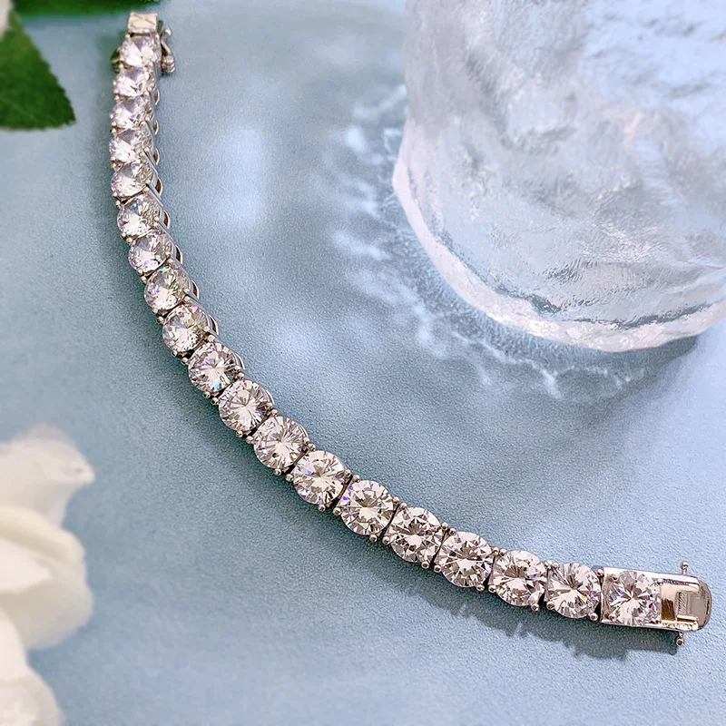 2024 New 925 Silver New High Carbon Diamond 8.0mm Luxury Inlaid Bracelet for Men and Women