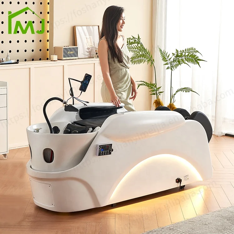 

Factory Luxury Salon Hair Washing Electric Massage Table Japanese Waterfall Head Spa Shampoo Bed