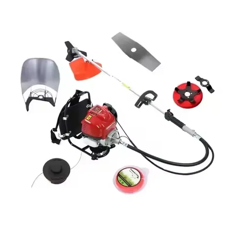 52cc Petrol Hand Push Brush Cutter with Two Aluminium Wheels Versatile 2 & 4 Stroke Garden Tool for Grass Cutting Made of