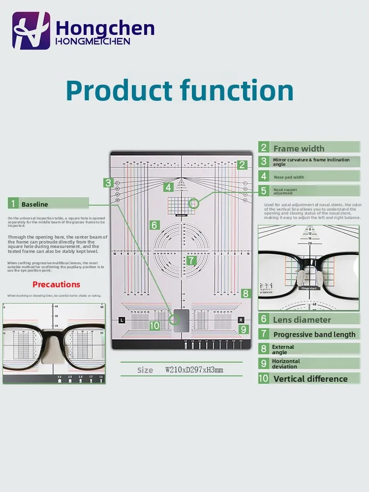 Multi-Functional Adjustment Plate for Spectacle Frame Angle Measurement Corneal Curvature Measurement Lens Diameter Measurement