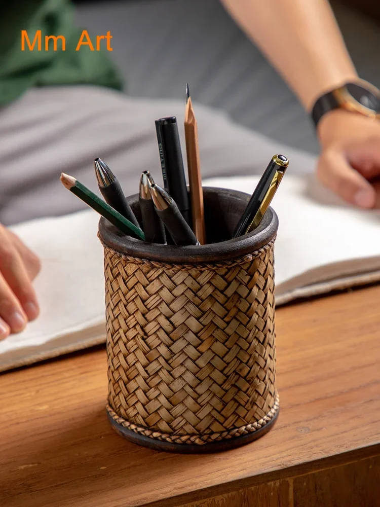 

Деревянный держатель для ручек из ротанга в тайском стиле в Юго-Восточной Азии, импортные изделия ручной работы в тайском стиле