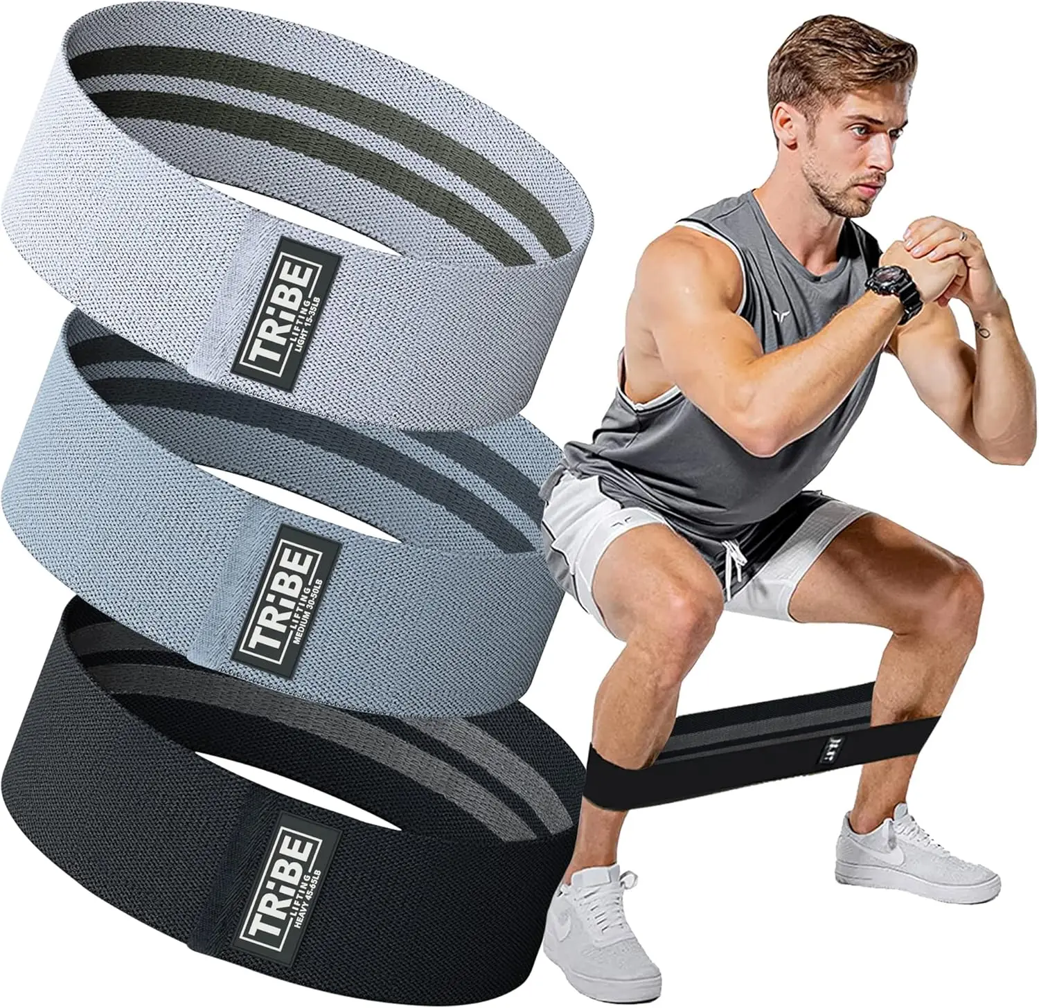 

Elastic Fabric Resistance Bands Set for Legs and Glutes Workout - Versatile Exercise Bands for Men and Women
