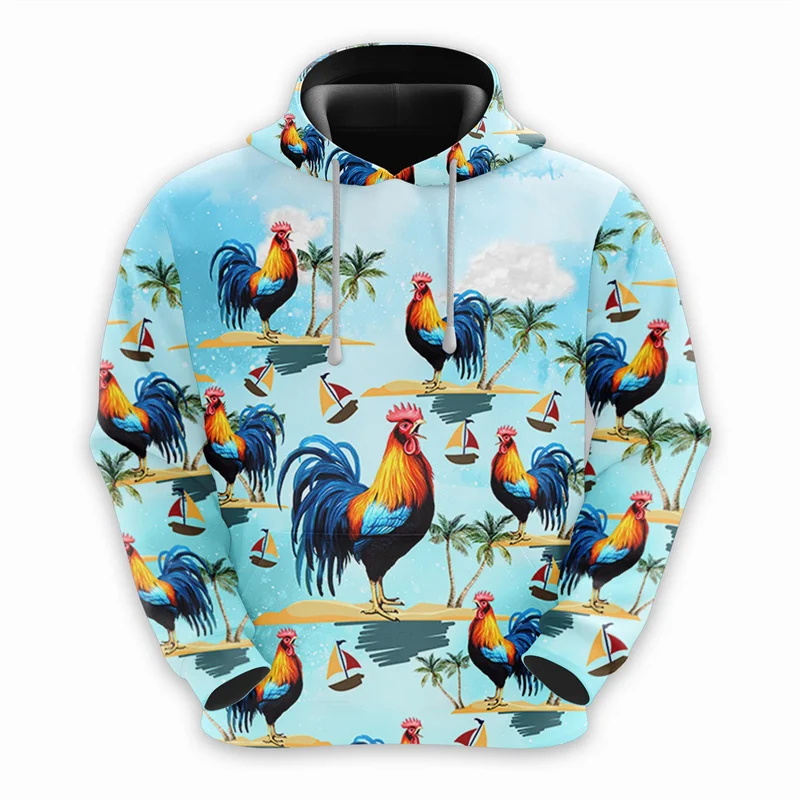 Chicken Animal Pattern Hoodie For Men Funny 3D Printed Long Sleeves Autumn Casual Hoodies Oversized Sweatshirts Pullover Tops