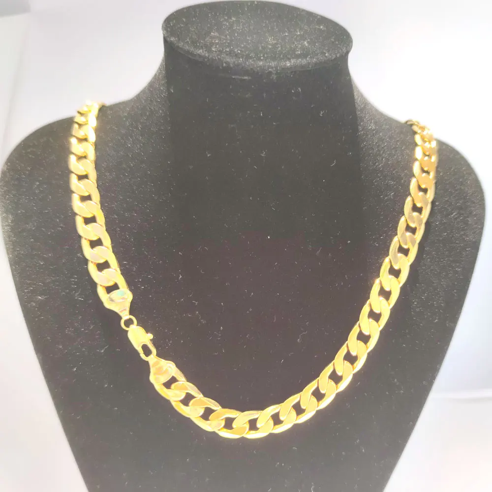 14k Gold Stamped Plated  24in 10mm Smooth Men’s Mariner Chain Necklace