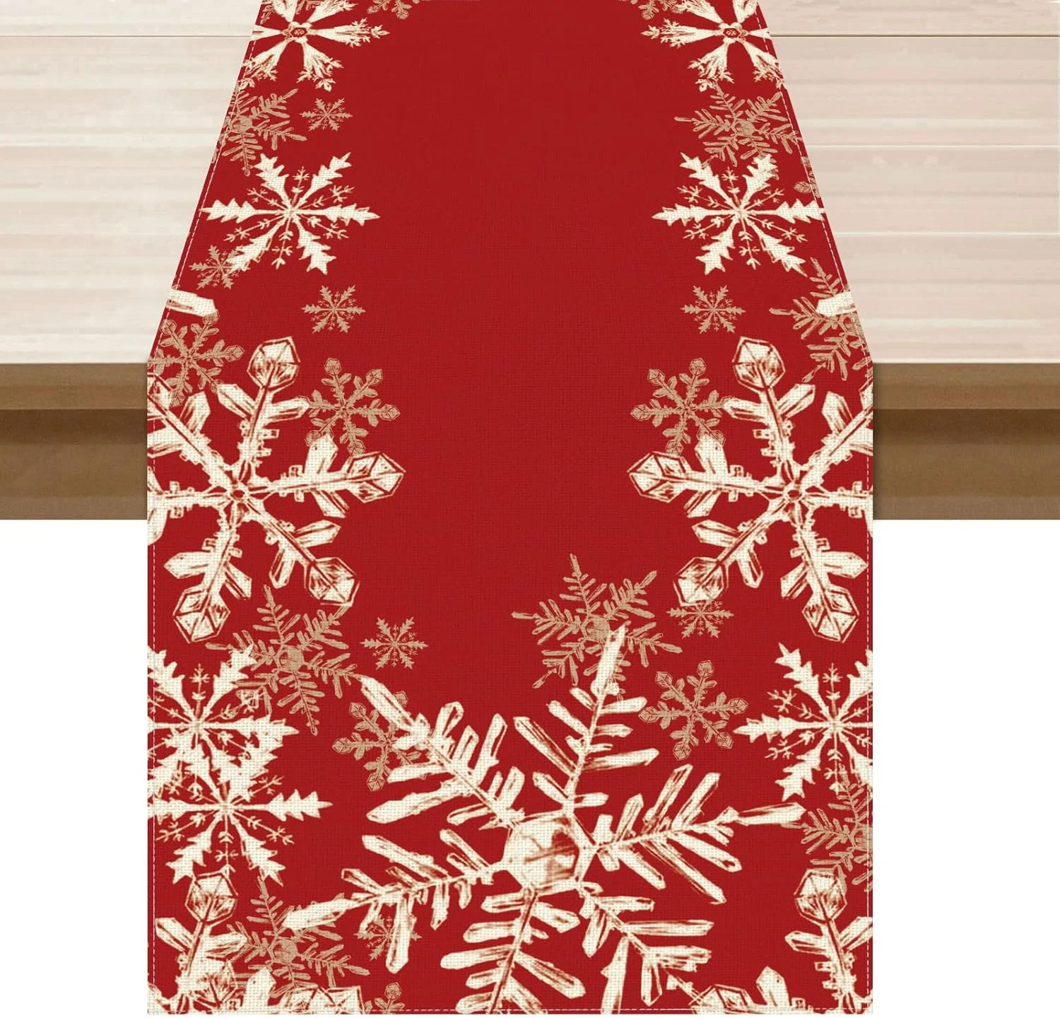 VIKAMA Rote Schneeflocke Winter Weihnachten Tischflagge Esstisch Dekoration Home Küche Restaurant Urlaub Dekoration