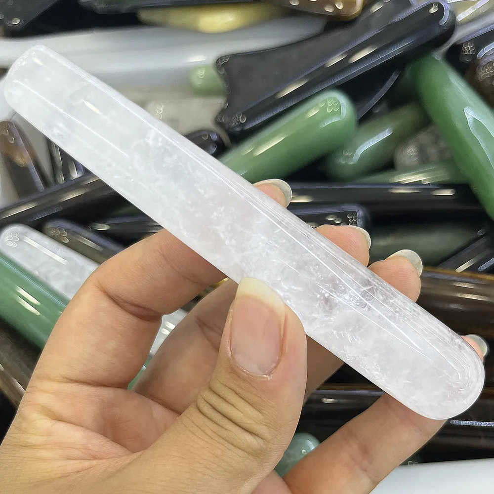 Natural crystal, quartz massage stick, stone wand for healing