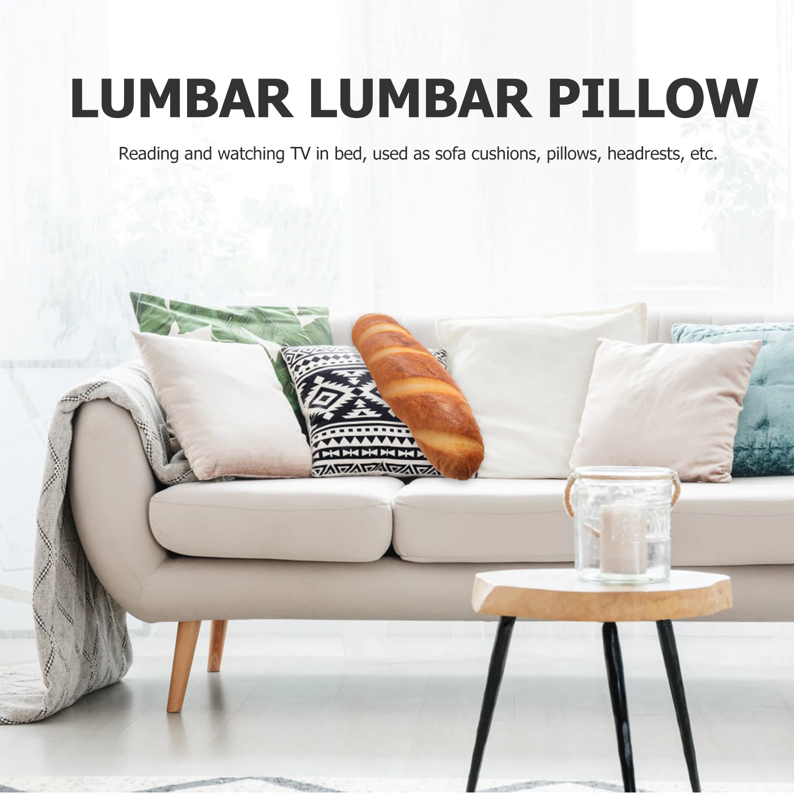

Simulated Bread Pillow Realistic French Design Washable Lumbar Cushion Soft Toy Decor Home Bed Sofa Back Support Pillows