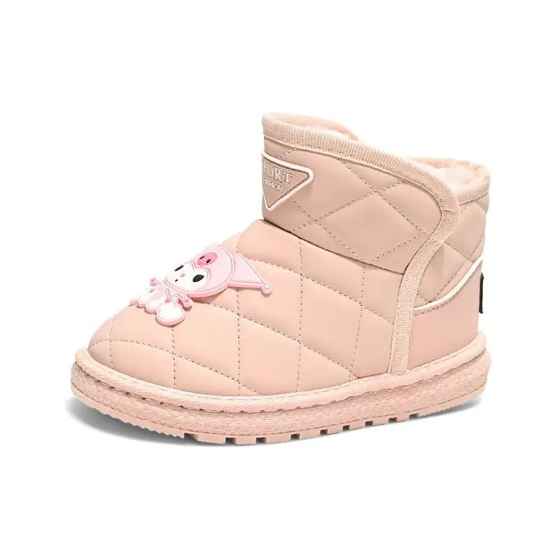 

Детская повседневная обувь, зимние сапоги, однотонная зимняя обувь из мультяшной ткани для детей, сохраняющая тепло, противоскользящая, черная, розовая, размер 26-37