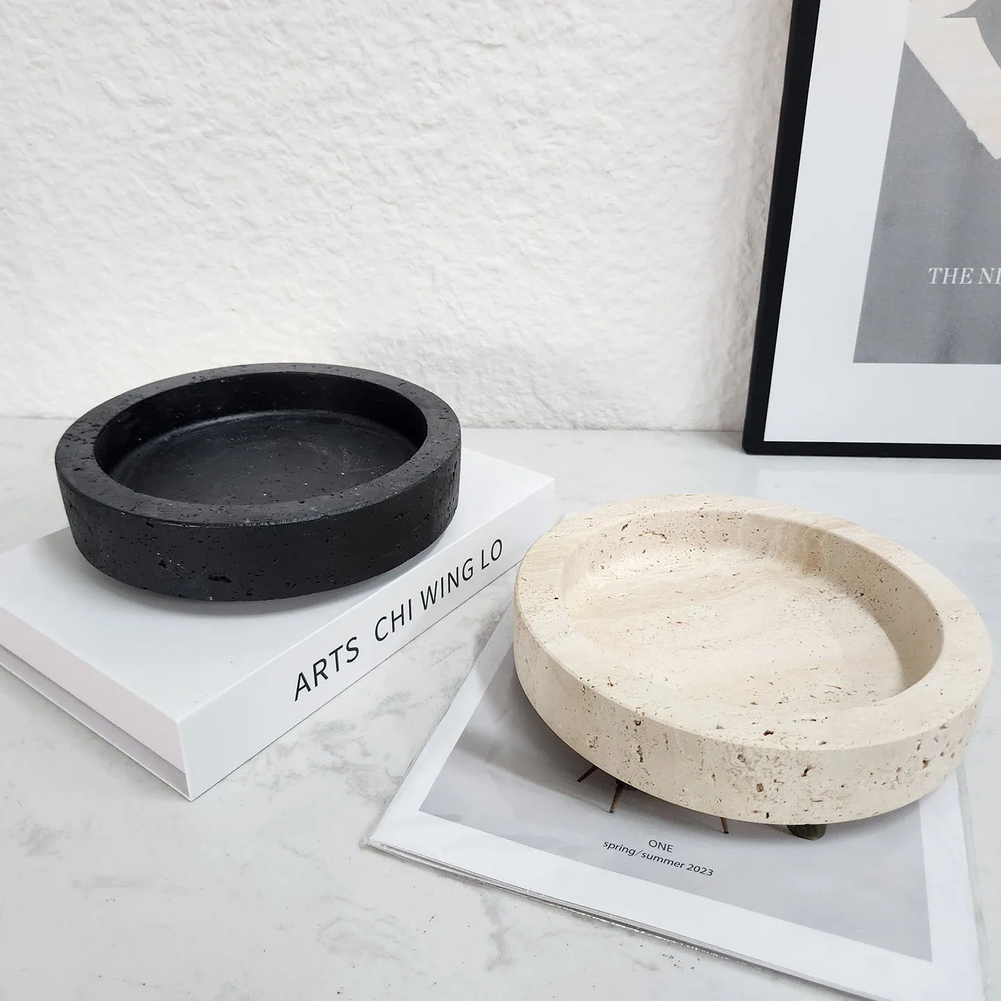 

PYJ light luxury natural marble green plant flower pot plant flower utensils home furnishings