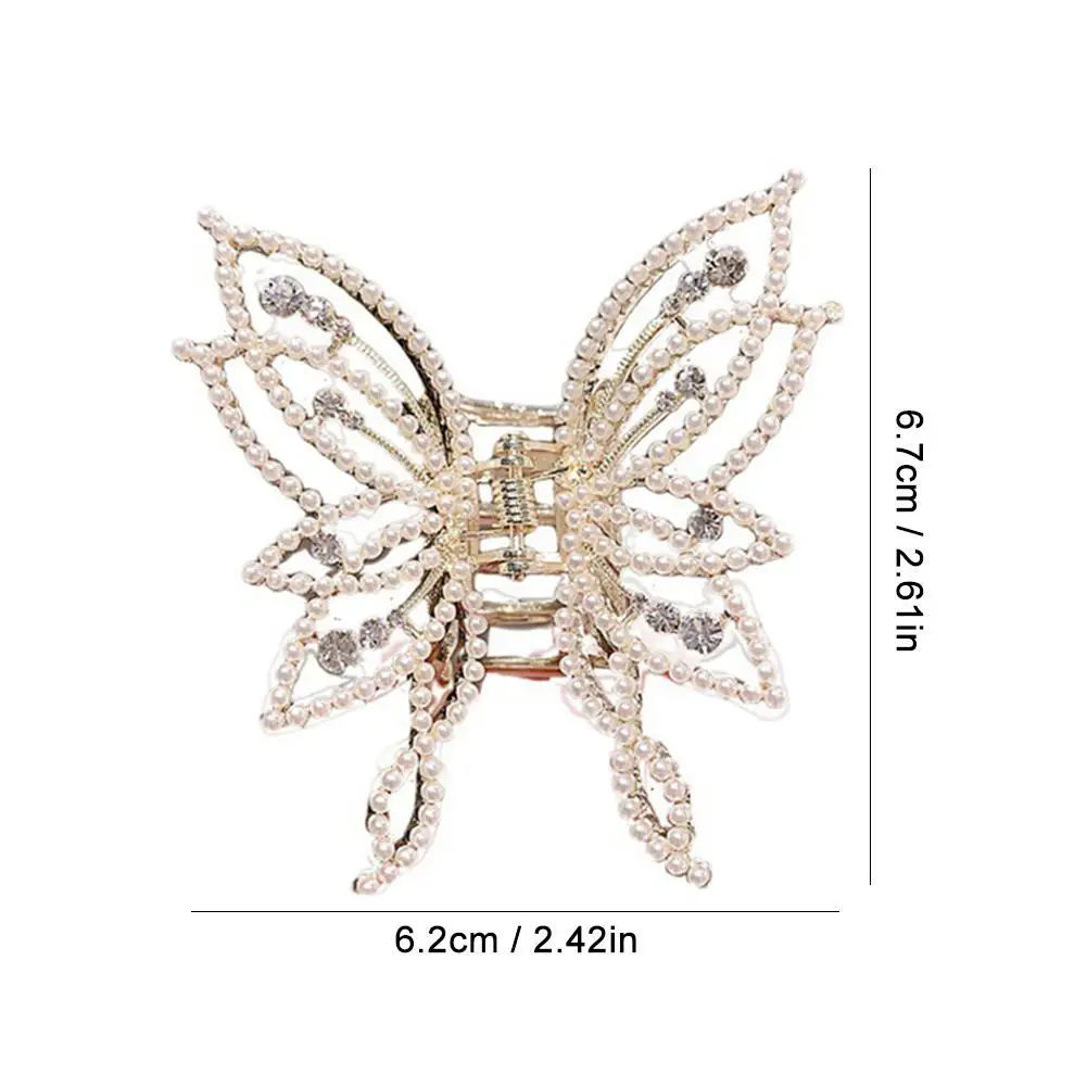 Sweet Pearl Rhinestones Butterfly Hair Clip Women Hair Accessories Hair Claw Back of the Head South Korea\'s New Elegant Hairpin