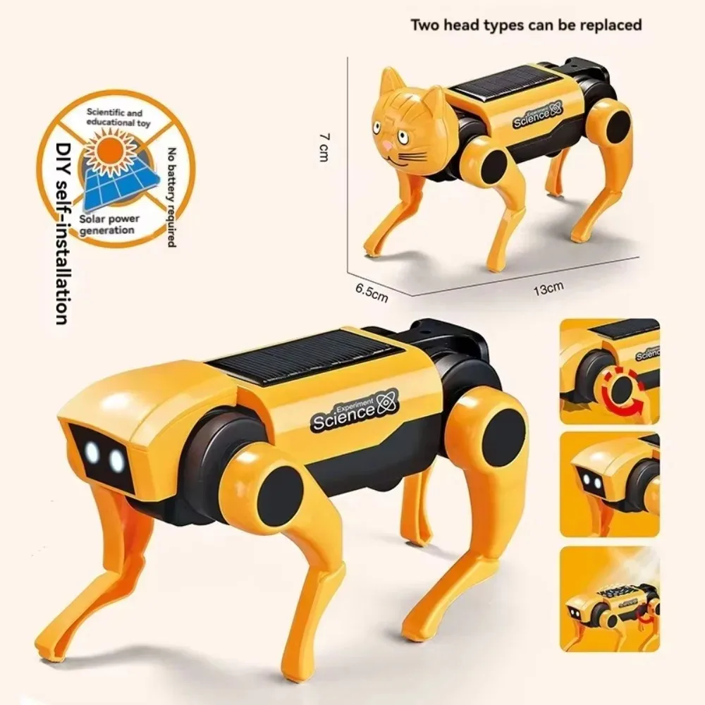 Zonne-elektrisch lopend robot speelgoed voor kinderen jongens puzzel assemblagemodel zonnebaden stoommachine hond creatieve educatieve speelset