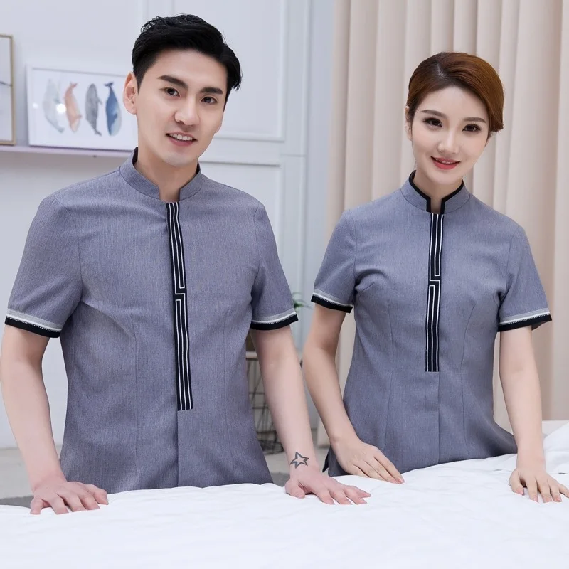 Summer Short Sleeve Cleaning Uniform Hotel Guest Room Attendant Workwear Housekeeping Property Cleaning Worker Uniform