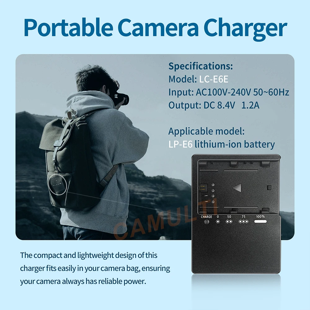 LC-E6 Battery Charger for Canon LP-E6 - LC-E6E Fast Charger for LP-E6NH Battery EOS R5 R6 Mark II R7 5D Mark IV 90D Camera