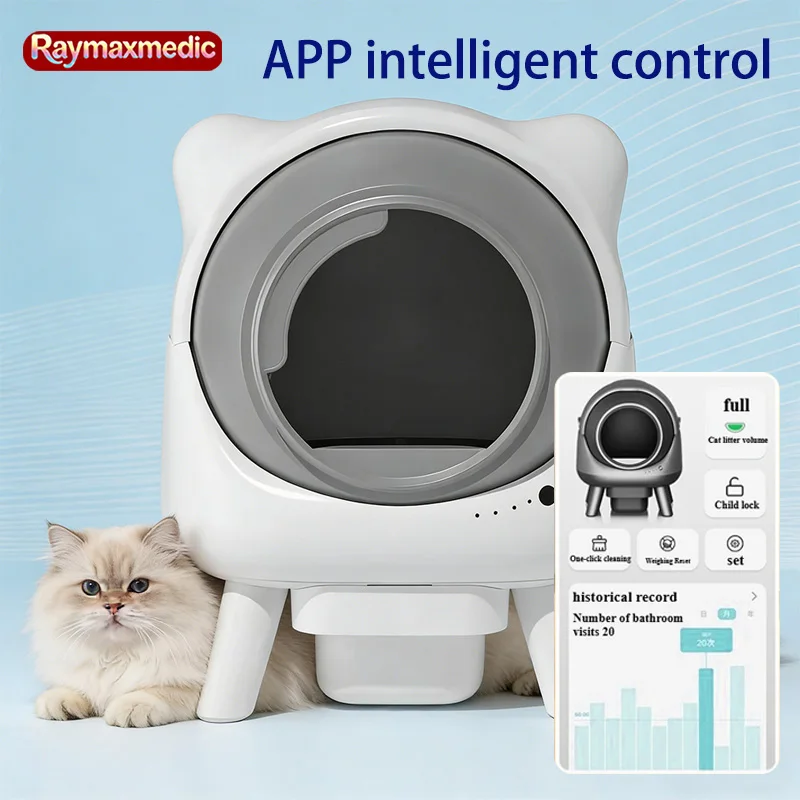 

Автоматический умный лоток для кошек Raymax с функцией самоочистки, управлением через приложение и поддержкой Wi-Fi 2.4G, большой полностью автоматический кошачий туалет