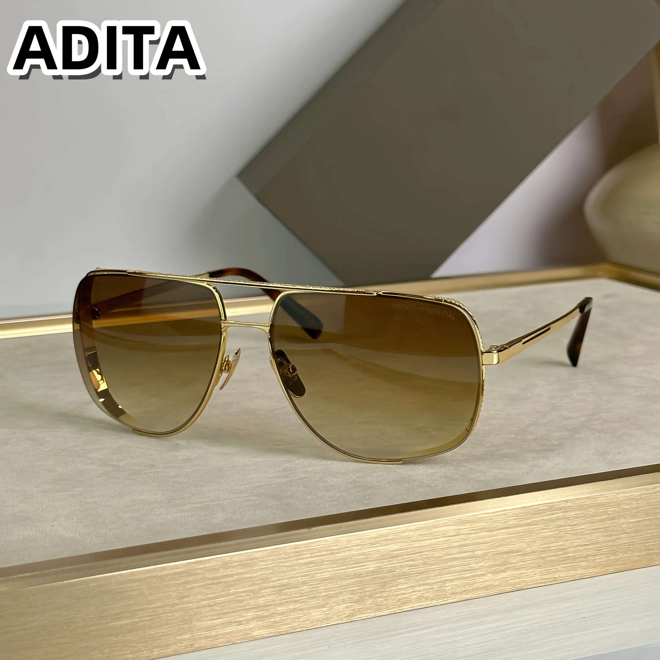 

ADITA MIDNIGHT SPECIAL DT2010 Top High Quality Sunglasses for Men Titanium Style Fashion Design Sunglasses for Womens with box