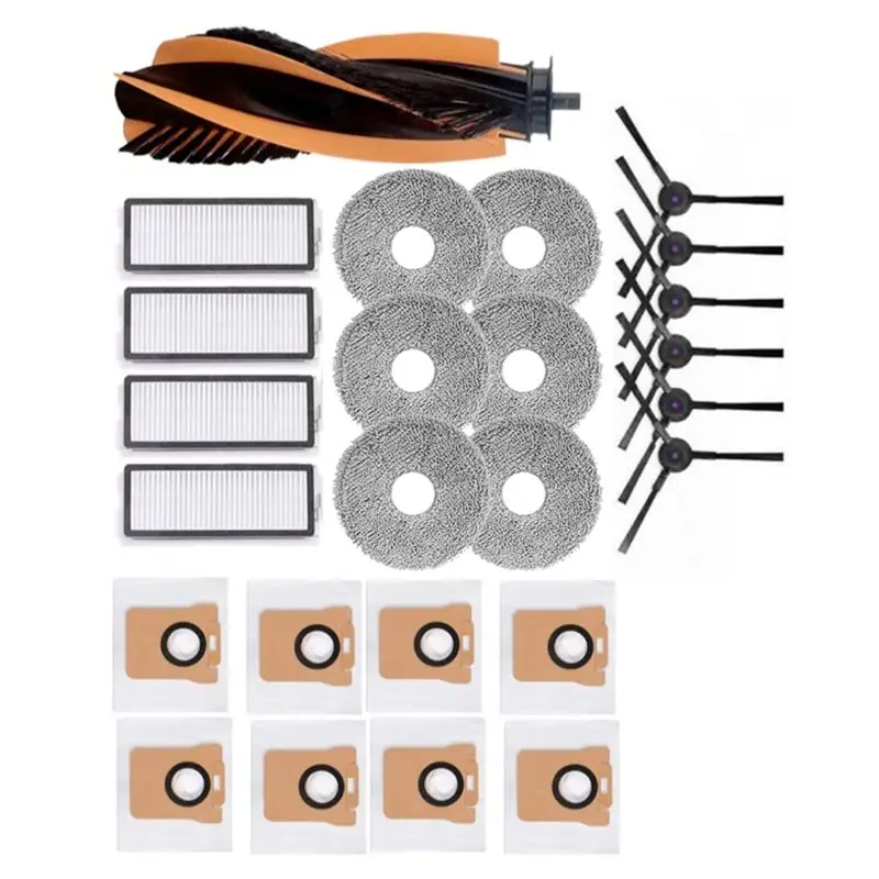 

X11A For JONR P20 PRO/T5 Pro Robot Vacuum Cleaner Replacement Parts- Main Side Brush Hepa Filter Mop Cloth Dust Bag(25PCS)