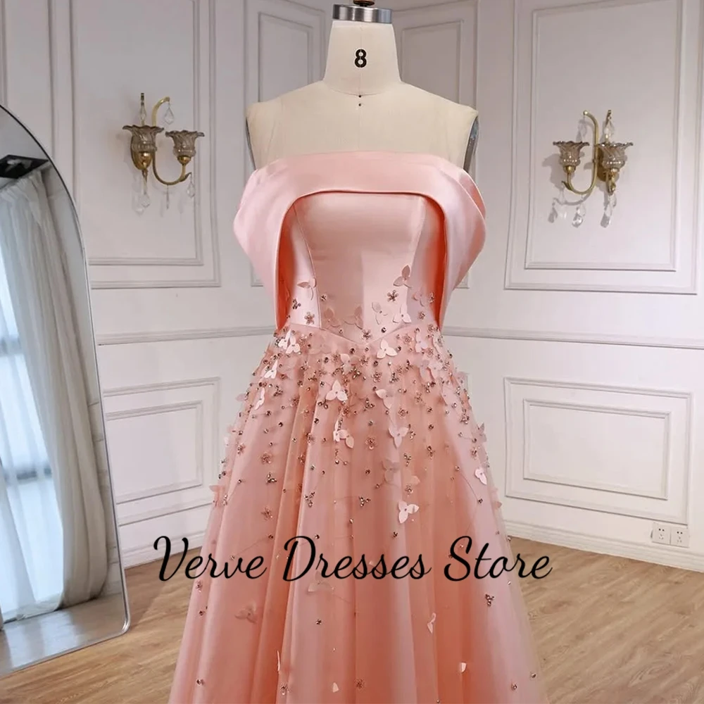 Pink Satin and Tulle Evening Dress with Off the Shoulder A-Line Celebrity Gowns Crystal Flowers Customized Homecoming Dresses image 6