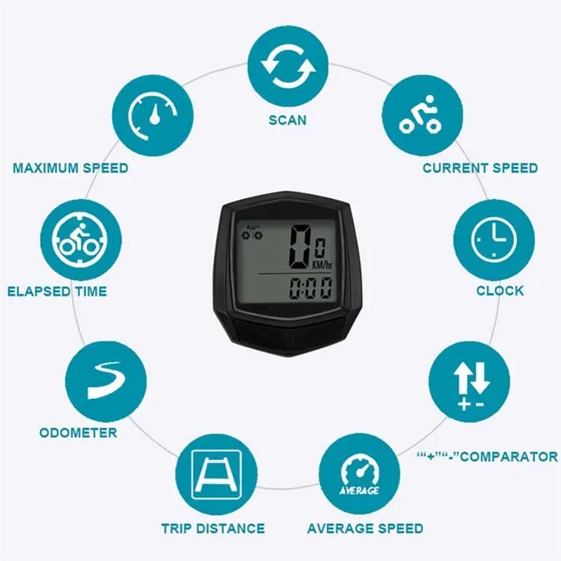 Cycling Wired Stopwatch Waterproof Bike Computer With LCD Digital Display Bicycle Odometer Speedometer Riding Bike Accessories