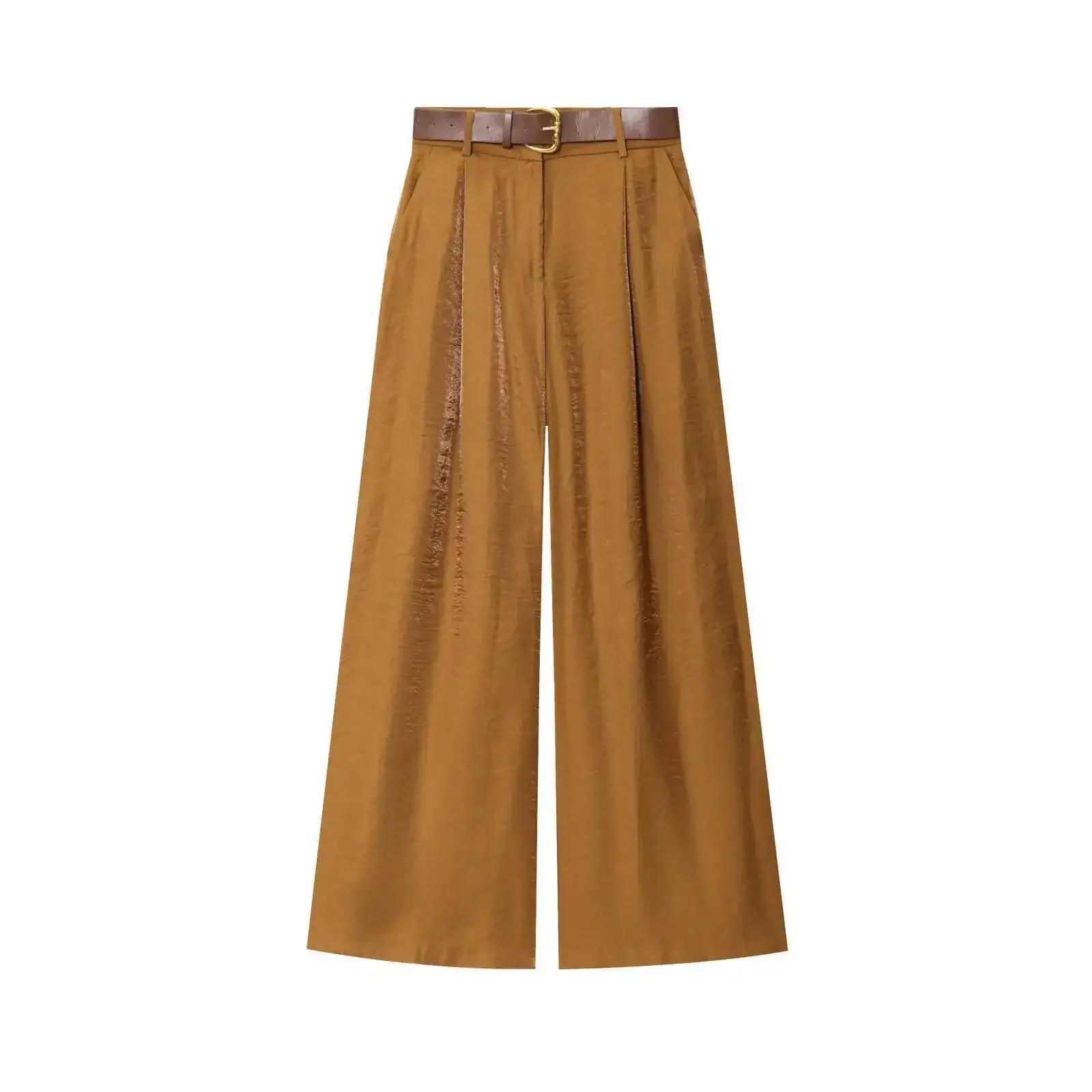 Silky Wide Pants Women's High Waist Loose Fit Dragged Ground Satinfeel Summer New Style Casual Straight Leg Trousers