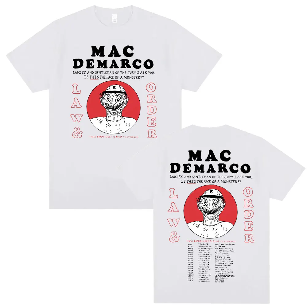 

Rare Singer Mac Demarco Law & Order Double Sided Print T Shirts Men Fashion Vintage Oversized Tshirt Men's Casual Cotton T-Shirt