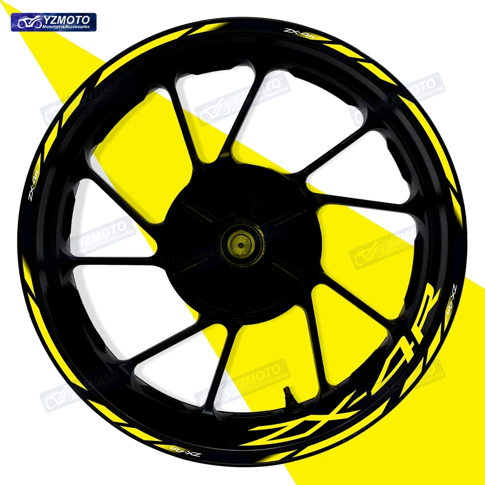 For ZX-4R ZX4R ZX 4R Motorcycle 17 Inch Front Rear Wheel Sticker Decal Waterproof Reflective Decorative Hub Stripe Rim Stickers