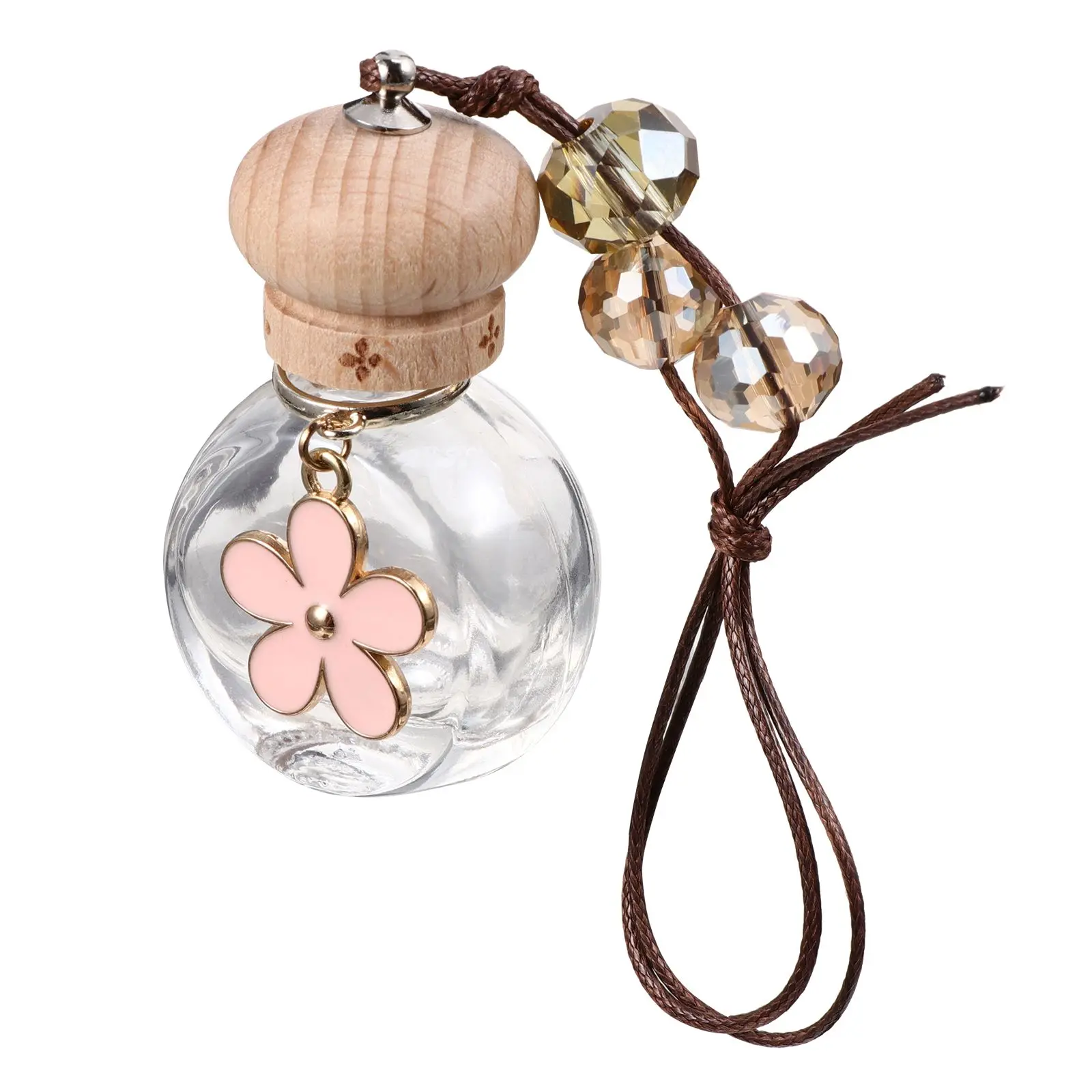

Wooden Car Air Freshener Glass Perfume Bottle Pendant Essential Oil Sub Colorful Hanging Decor Car Accessory Aromatic Scented