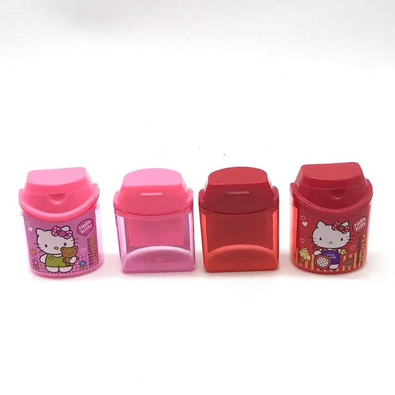 Imagem -05 - Sanrio Double-hole Lápis Sharpener Kawaii Olá Kitty Sharpener Estudante Papelaria Material Escolar Atacado 24 Pcs