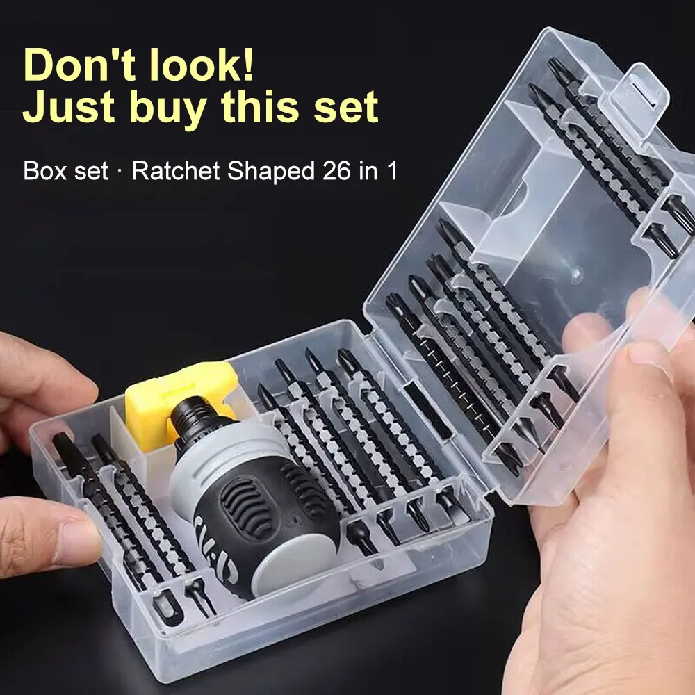 26 in 1 Ratchet Screwdriver Set Magnetic Telescopic Labor-Saving Screwdriver Hand Tool Mini Portable Screwdriver Set