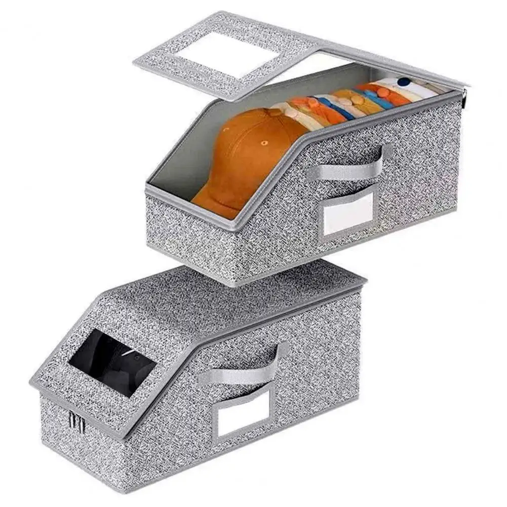 

Baseball Cap Holder Stackable Hat Container Baseball Cap Organizer with Transparent Window Dust-proof Hat Storage Box for Caps