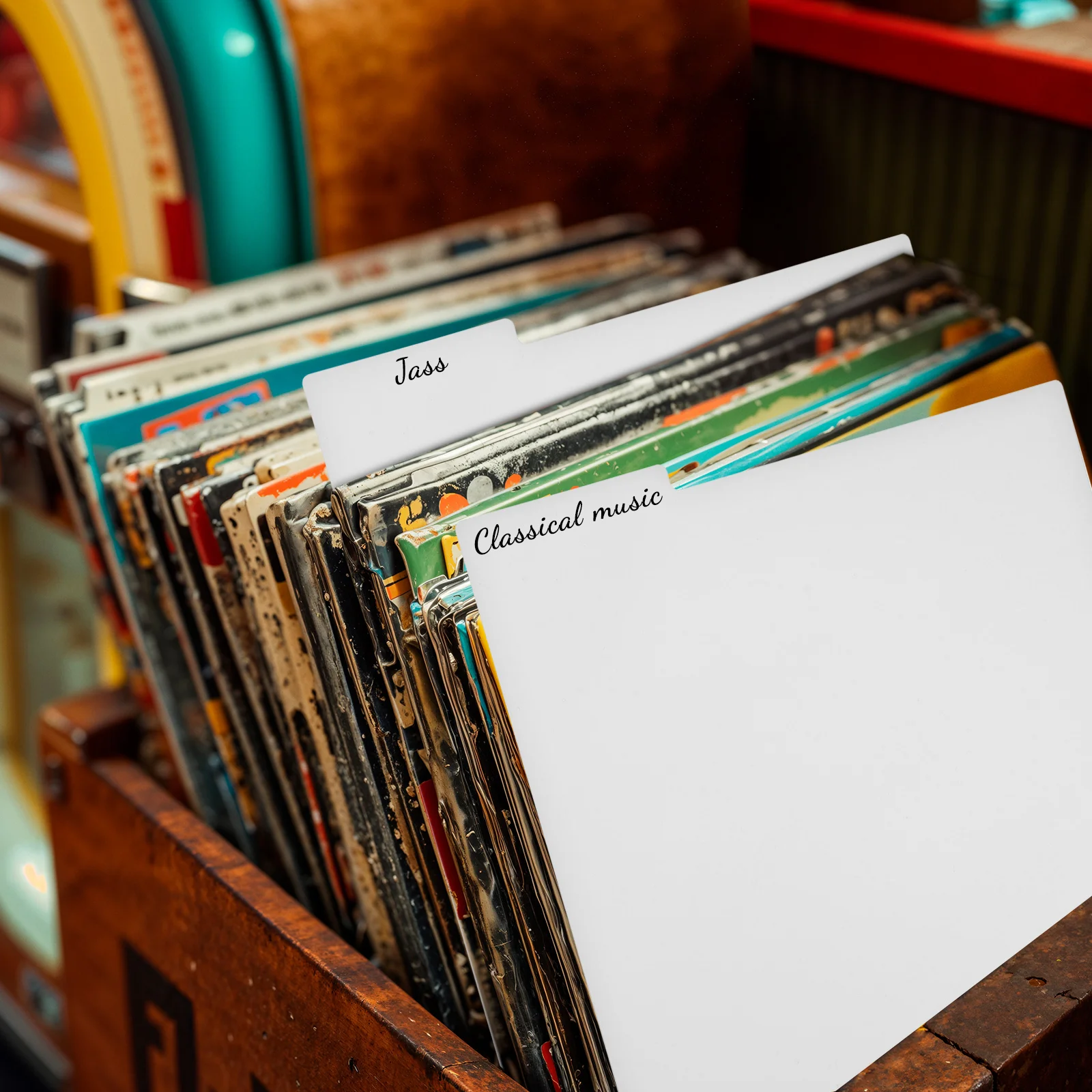 

5 Music Category Cards Vinyl Record Organizer Dividers White Plastic PP Material Fade Resistant CD Rack Accessories