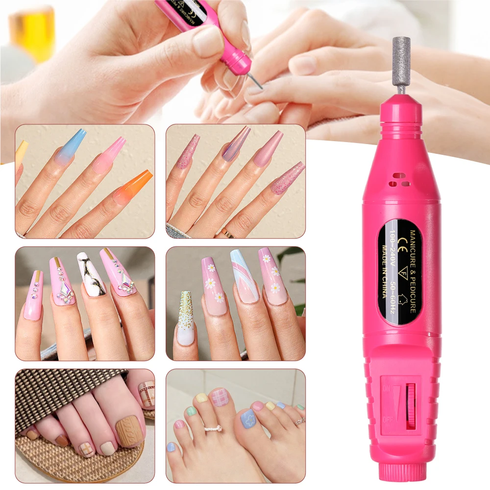 LULAA-taladro eléctrico profesional para uñas, herramientas de manicura, juego de taladro para pedicura, lima de uñas portátil, equipo de taladro para uñas