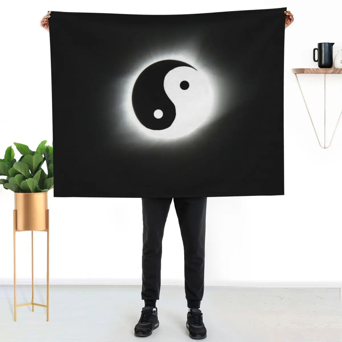 Yin Yang Eclipse Throw Blanket for babies warm for winter Flannel Fabric Blankets For Sofas Polar Hair Blankets