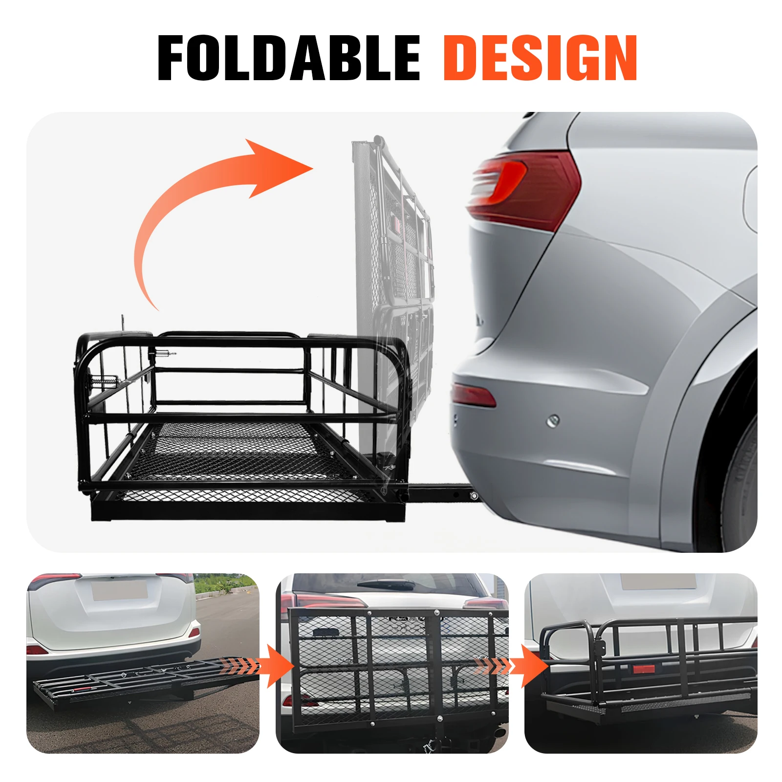 

Hitch Cargo Carrier Ebike Hitch Rack 60x24x14in 500 LBS Capacity Fits 2inch Receiver with Hitch Stabilizer for SUV Truck Pickup