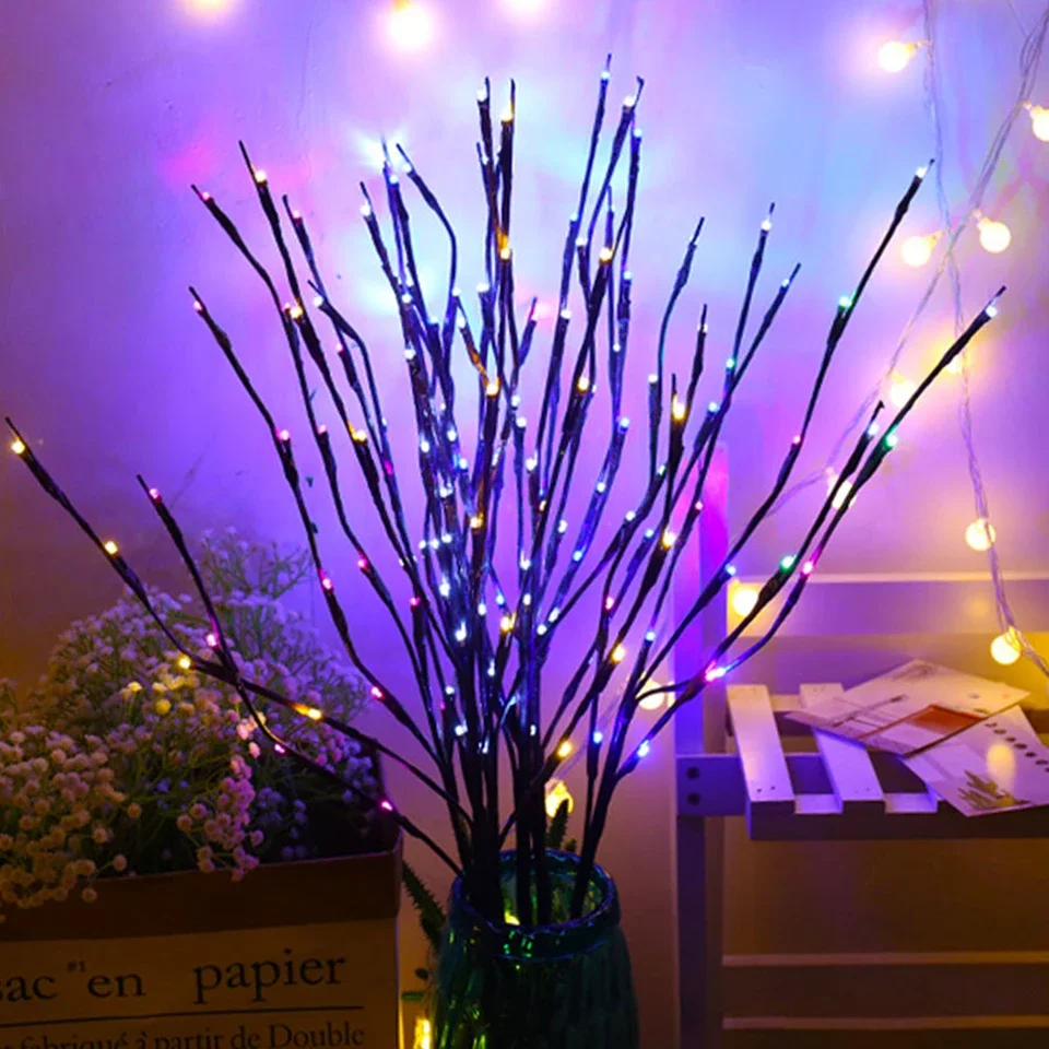 Battery-Powered LED Christmas Tree Branch Light-Bendable,Simulated Tree Branch Light String, Multi-Color, Home Party Vase Decor