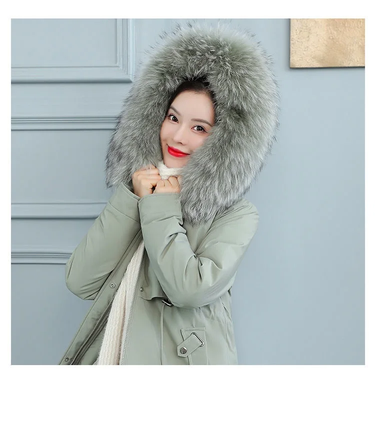Thicken Parkas 8XL New Winter Jacket Casual Long Coat Wool Liner Hooded Parkas With Fur Collar Female Cotton Warm Snow Outwear