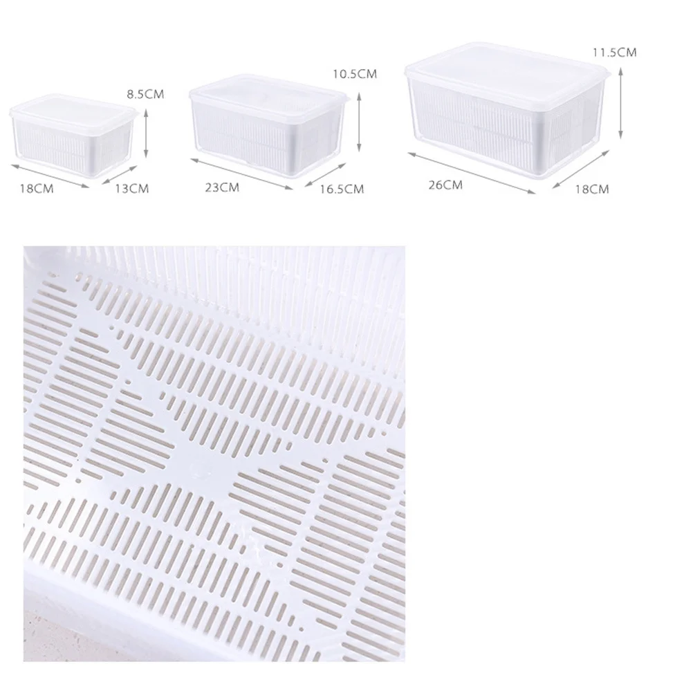 

3L White Reusable Transparent Food Storage Box For Fruits Vegetables Bread Kitchen Refrigerator Crisper Container Sealed