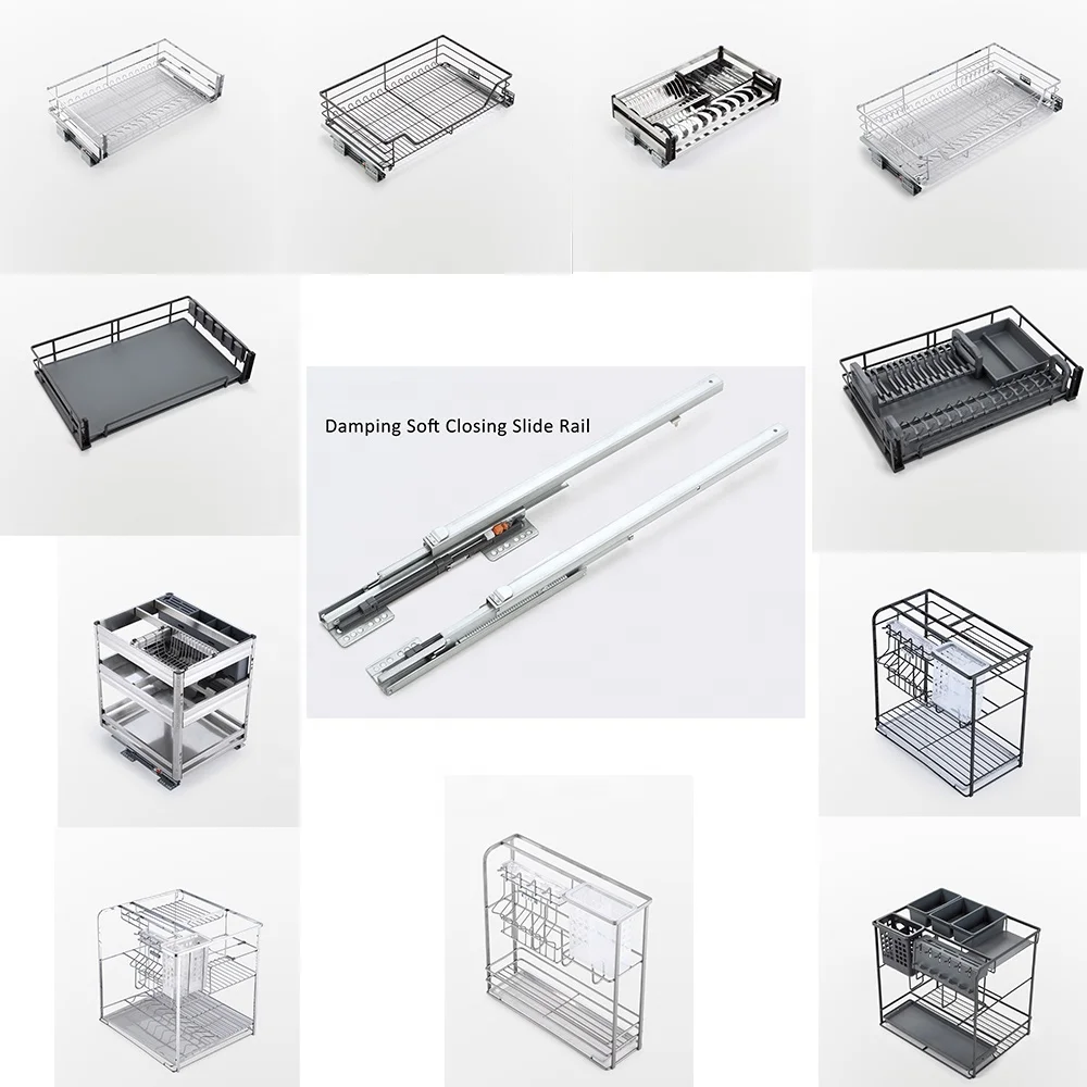 سلة رفع المطبخ سحب أسفل أرفف أسلاك الفولاذ خزائن الحائط رفع رف الأطباق الأجهزة رفع خزانة مخفية هيدروليكية #3