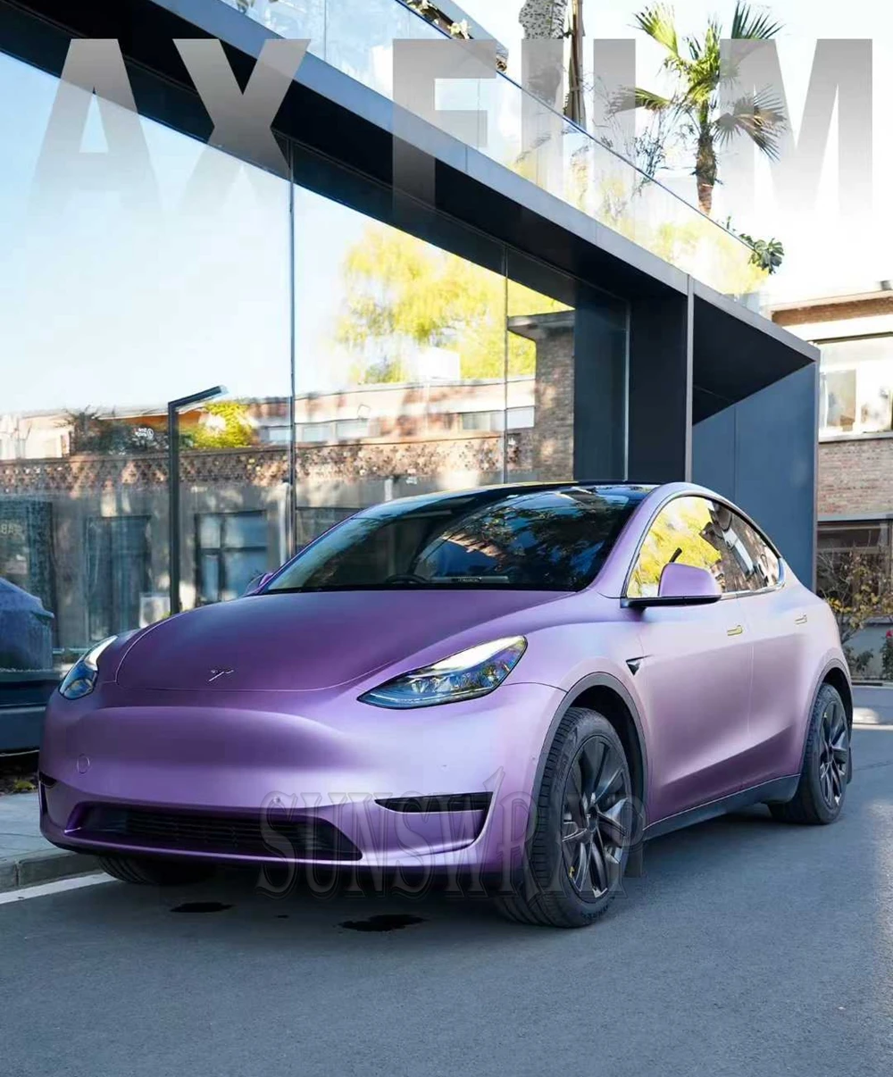 

Raspberry Pink Purple Matte Car Wrap, Auto Color Change Film, Bubble-Free Sticker DIY Vinyl 5x59ft/roll