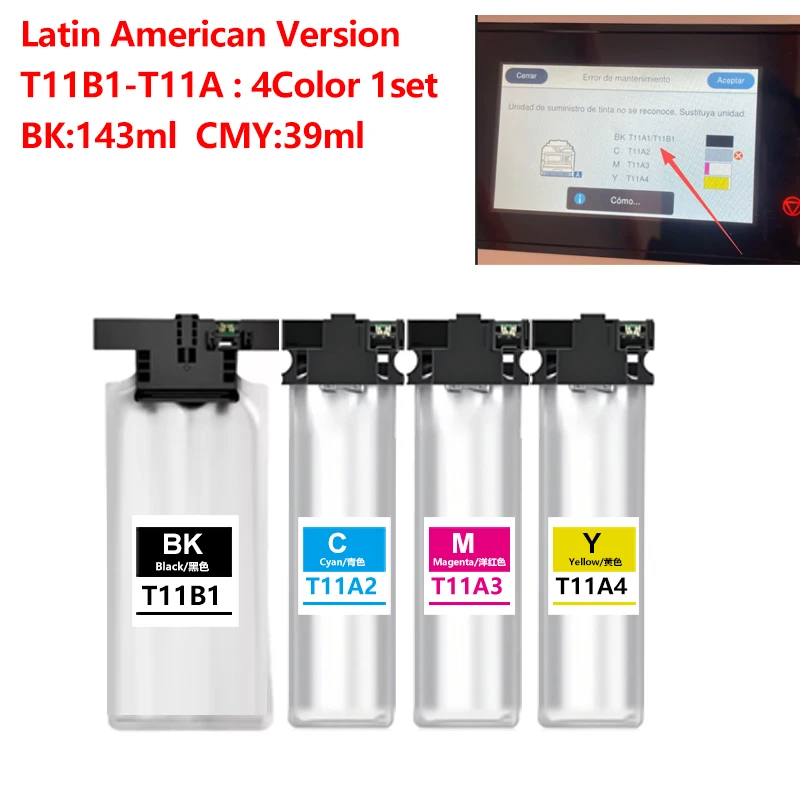 1set WF-C5890 C5390 Ink Cartridge Compatible For Epson WorkForce WF-C5890 WF-C5390 dwf Printer  T11B1 T11A2 T11D1 T10S1 T10W1