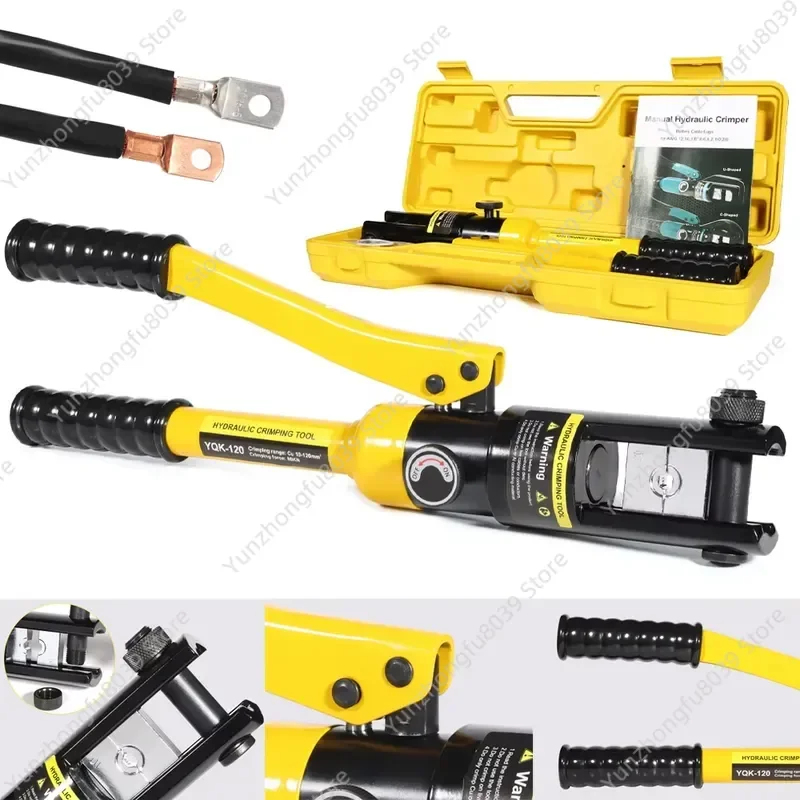 for 12 Ton Hydraulic Crimping Tool with 10 Dies for Cable Stainless Steel Battery Terminal Wire Rope Crimper Kit Portable
