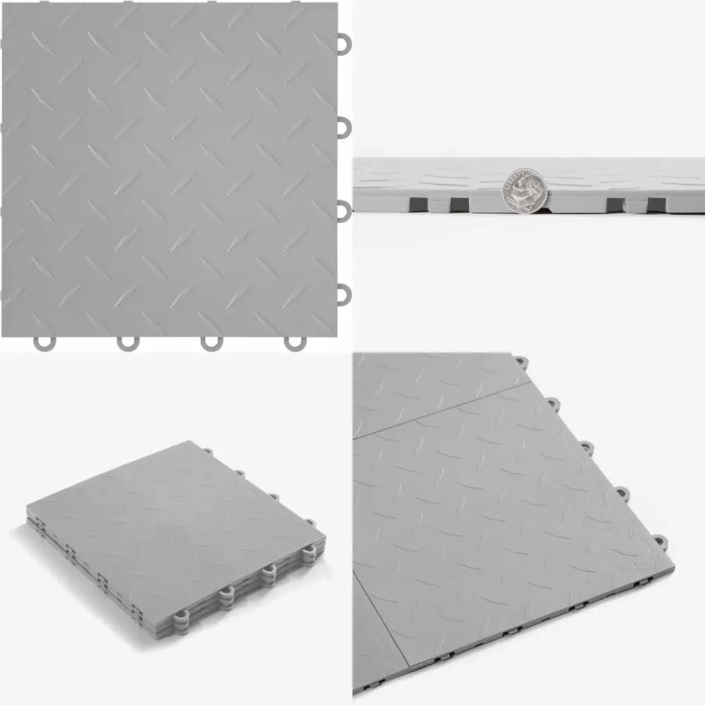 

Non-Slip 12x12 Interlocking Plastic Floor Tiles for Garage, Snap-Together Design, Ideal for Garage Organization and Safety