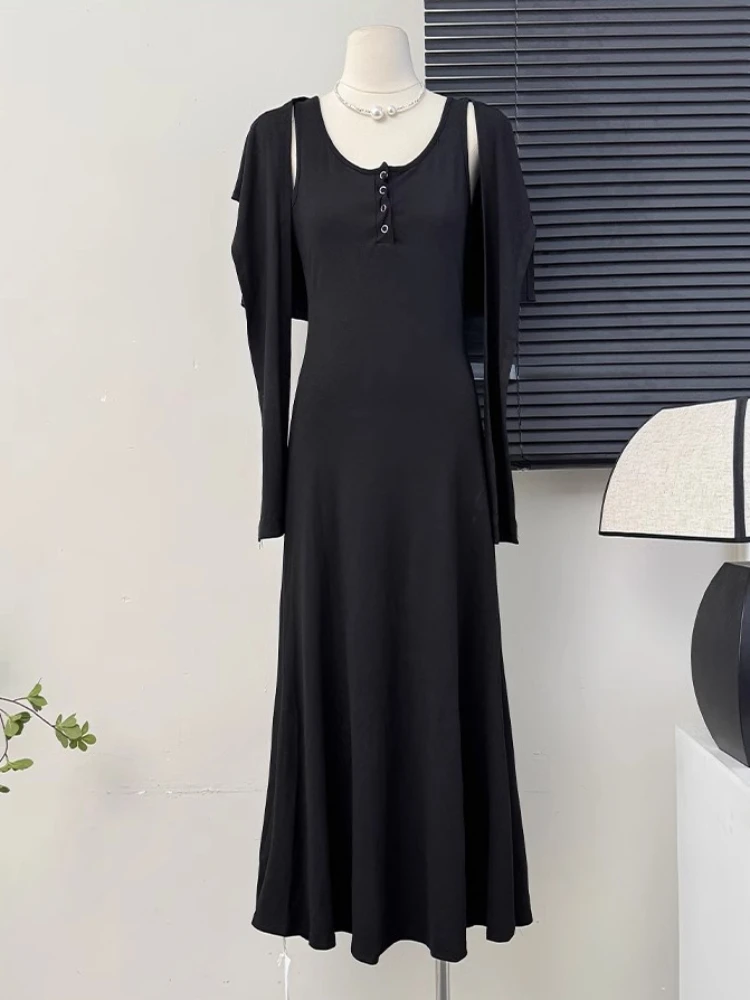 

2024 Vintage Rest High Waist Dress 2-Piece Set Women's Summer New Slim-Fit Slimming Thin Sunscreen Shawl Vest Long Skirt Suit