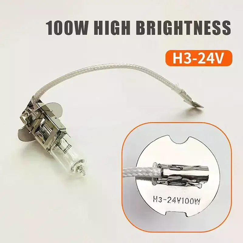 H3 Car Truck Halogen Headlight Bulb With 12V 24V Compatibility Tungsten Wire Perfect For Auto Headlight Replacement