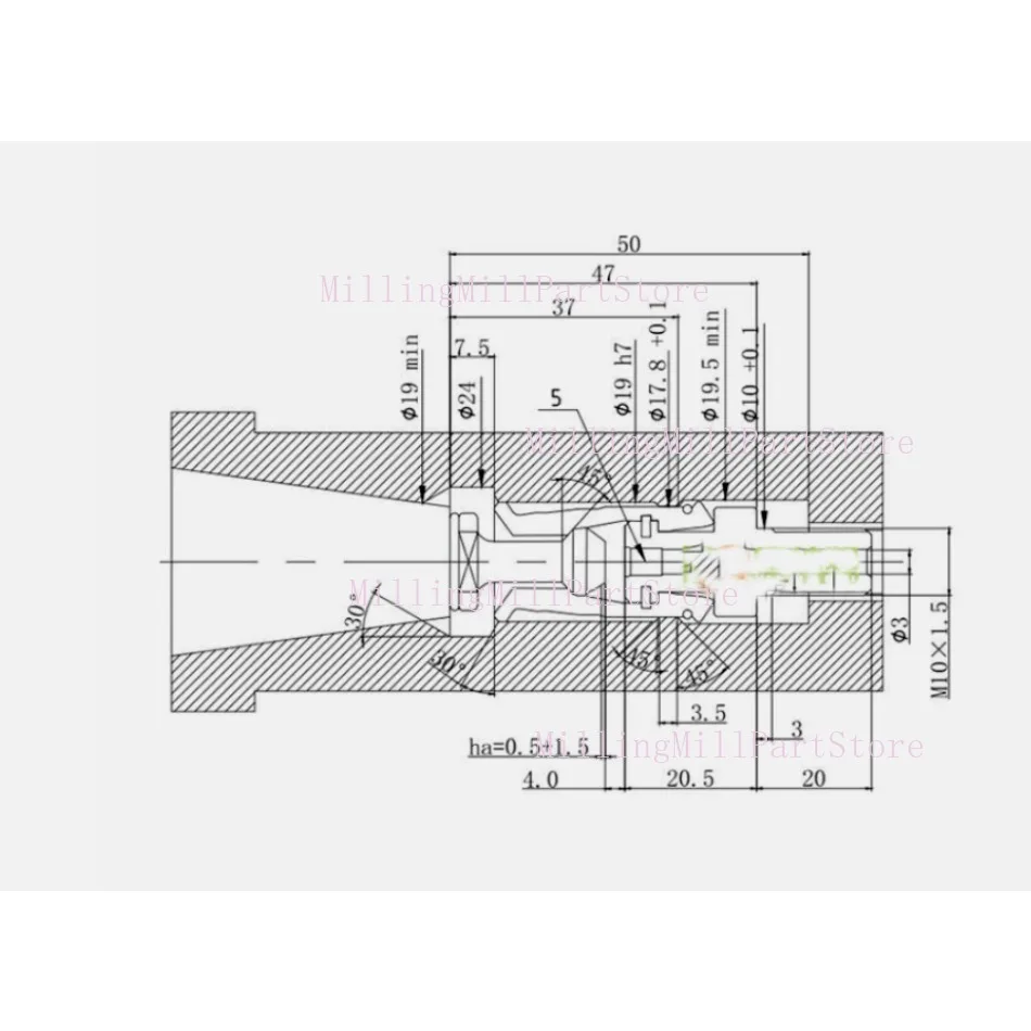 1Pc BT30 4 Petal Clamp Pull Claw CNC Spindle 45 Degree Outer Screw Pull